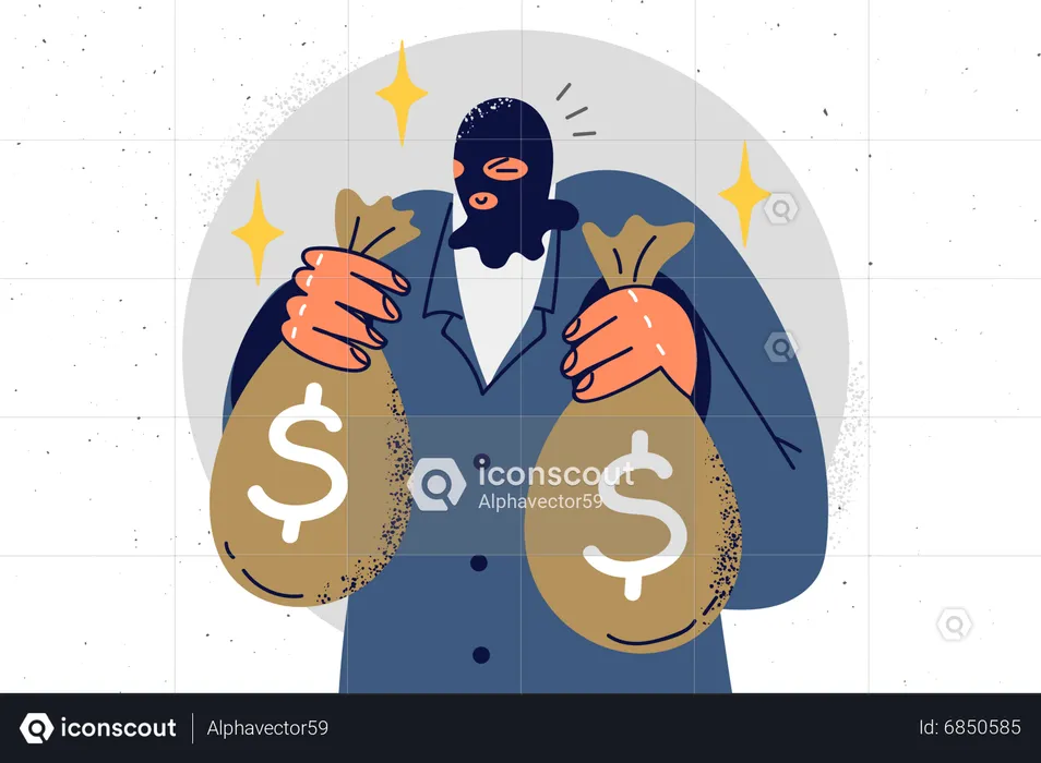 Burglar stealing money  Illustration
