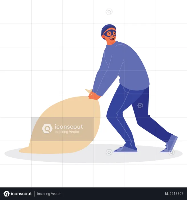 Burglar stealing money  Illustration