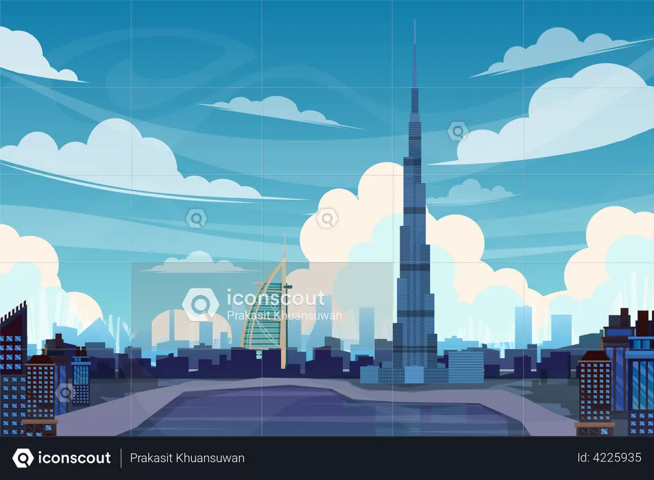 Burj Khalifa in Dubai  Illustration