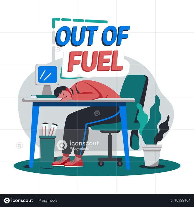 Burnout man sleeping on desk  Illustration