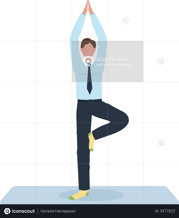 Büroangestellte macht Yoga-Pose  Illustration