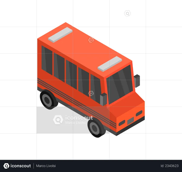 Autobus scolaire rouge  Illustration