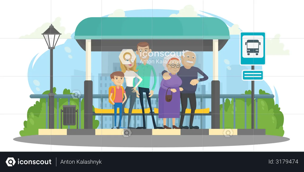 Bus station  Illustration