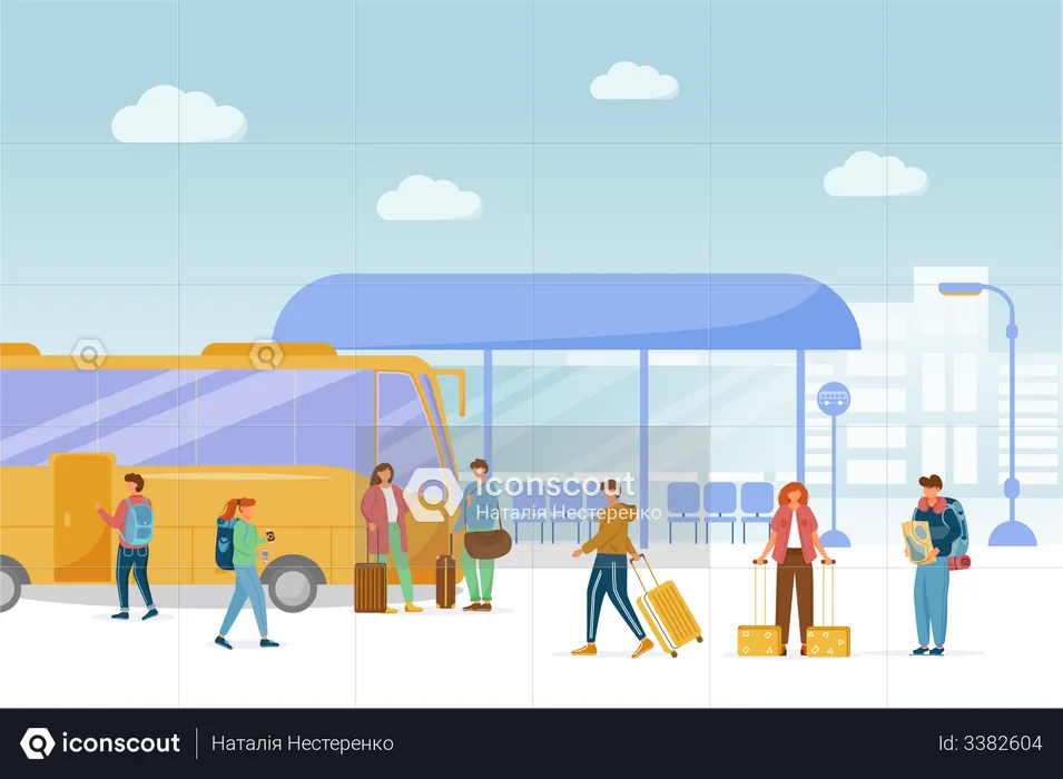 Bus station platform  Illustration