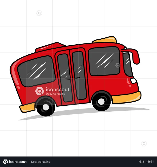 Bus de ville rouge  Illustration