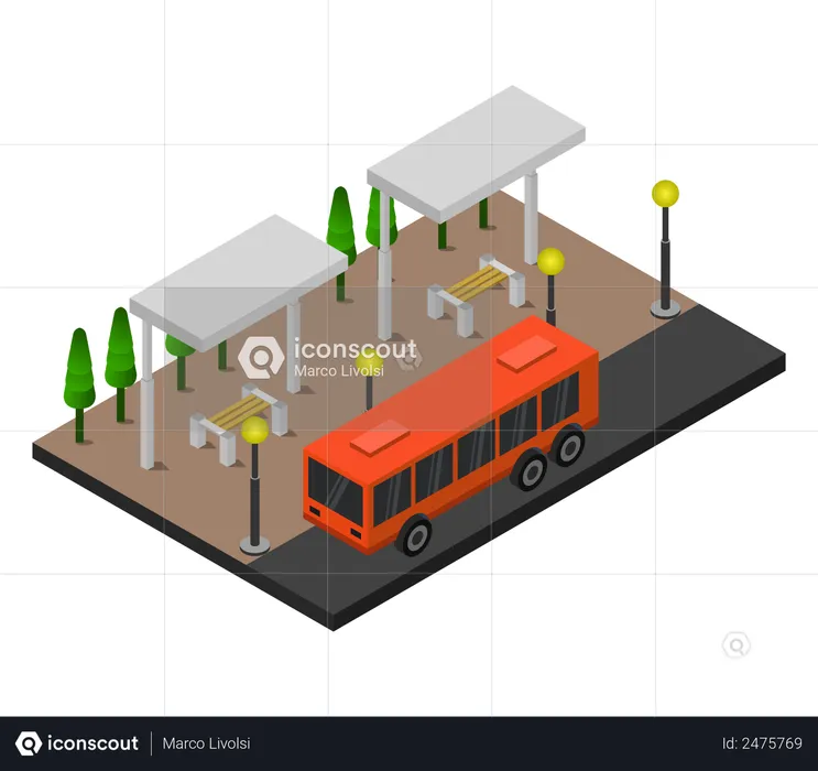 Bushaltestelle  Illustration