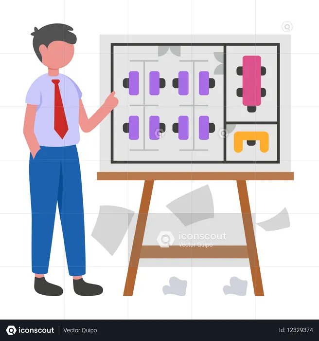 Busienssman doing Office Management  Illustration