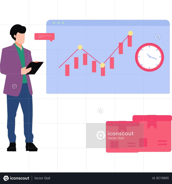 Business analyser analysing business data  Illustration