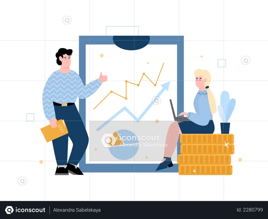 Business analysis and investments with people  Illustration