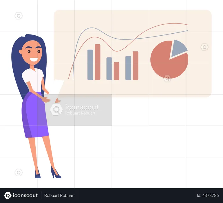Business analysis by business woman  Illustration