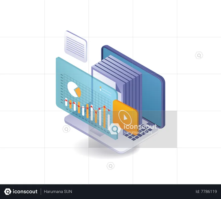 Business analysis data center  Illustration