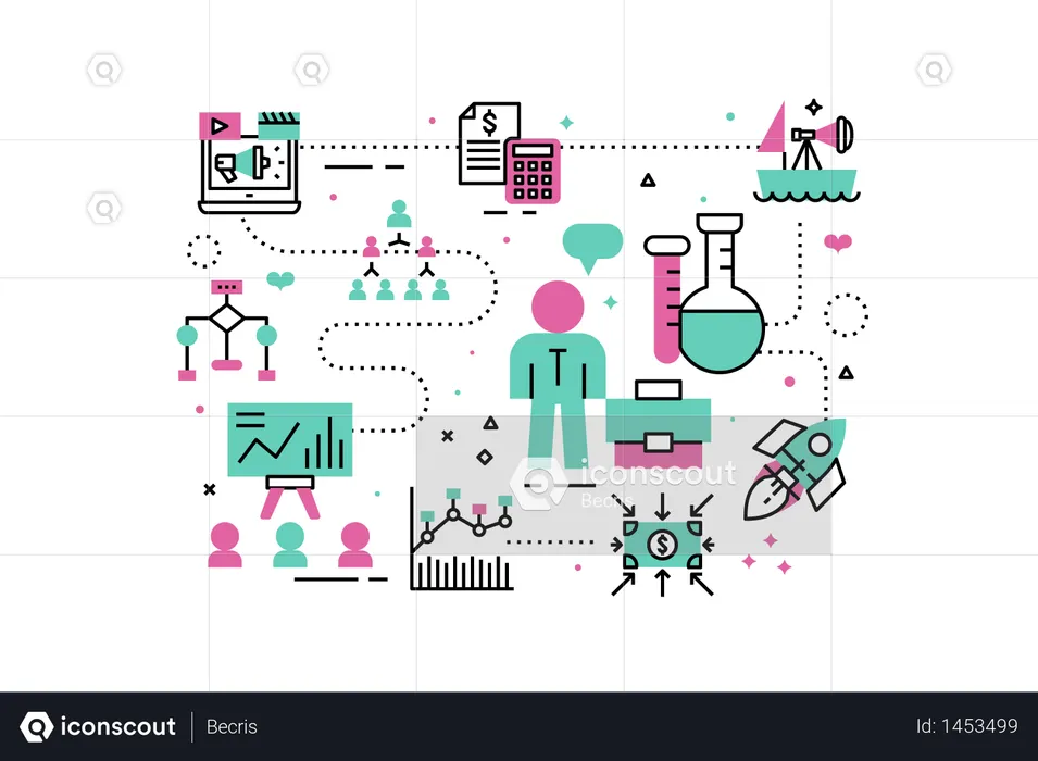 Business analysis line icons illustration  Illustration