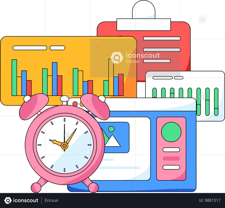 Business analysis with work deadline  Illustration