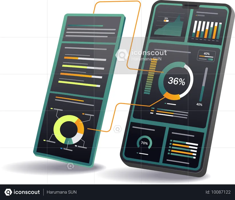 Business analyst dashboard from mobile  Illustration