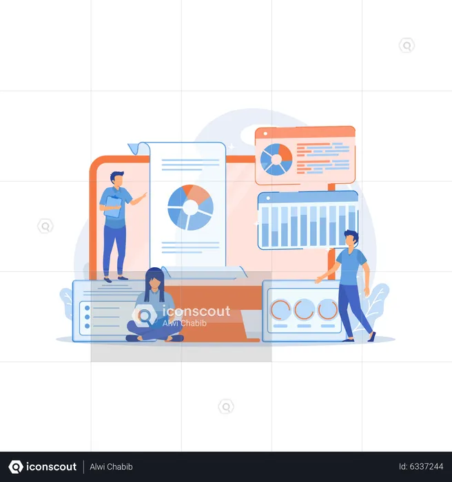 Business analysts performing idea management  Illustration