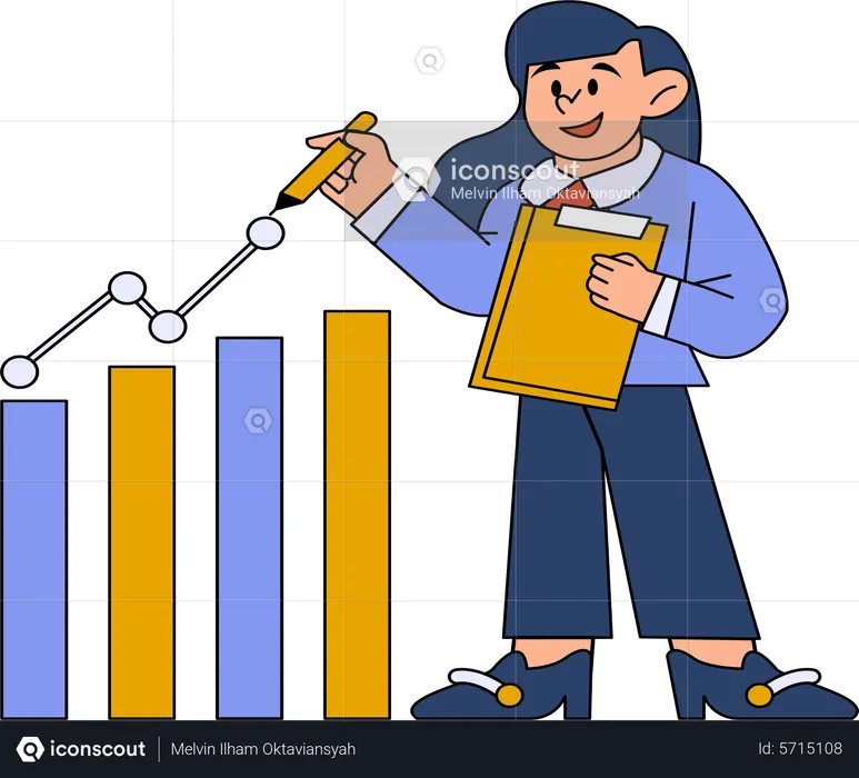 Business analytics by female employee  Illustration