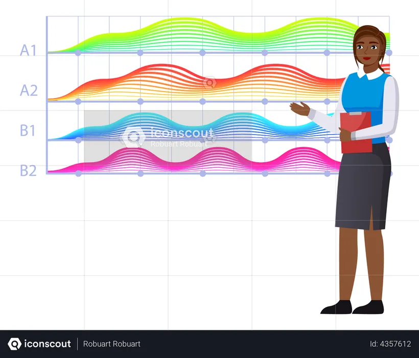 Business assistant presenting analytics chart  Illustration