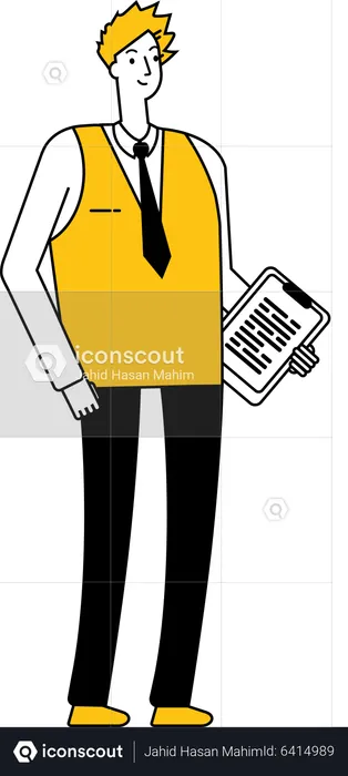 Business assistant standing with tablet  Illustration