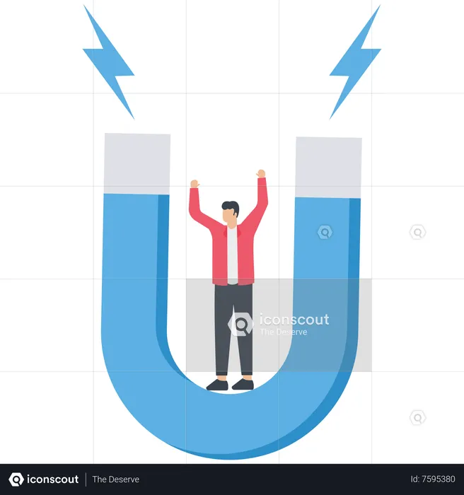 Business attraction with power magnet to attract business opportunity  Illustration