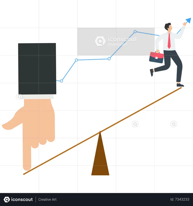 Business Big Hands Helping Business Person For Growth  Illustration