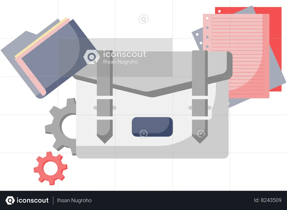 Business briefcase having important document  Illustration