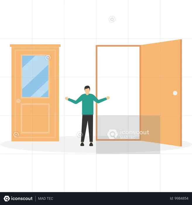 Business career opportunity with open door  Illustration