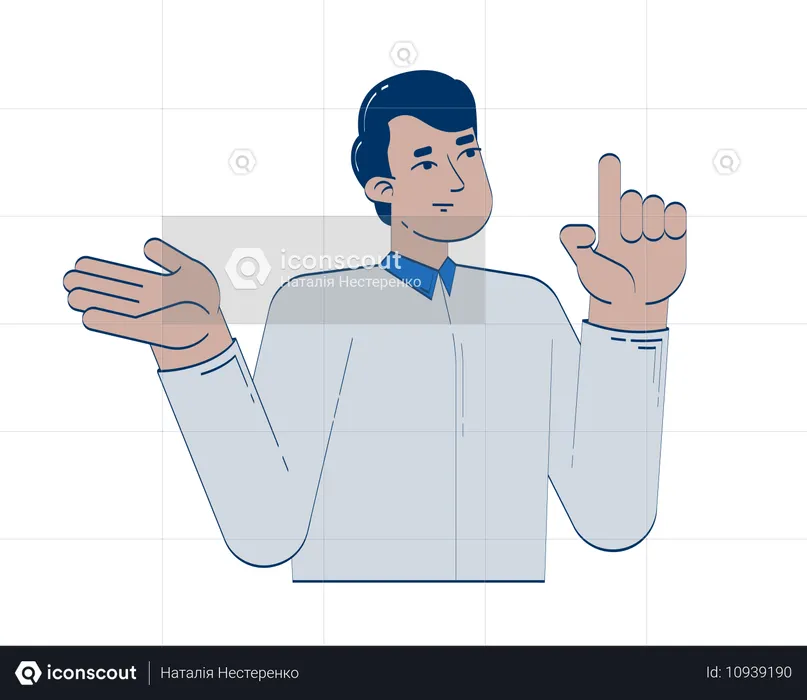 Business Casual indischer Mann erklärt mit erhobenem Finger  Illustration