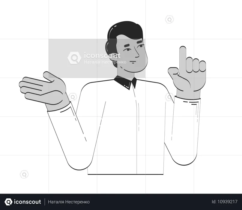 Business casual indian man explaining with raised finger  Illustration