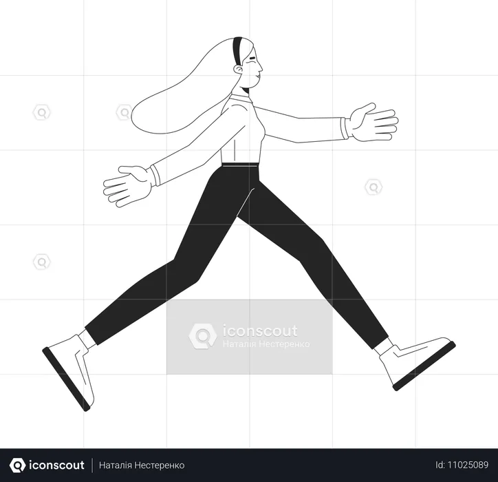 Business casual woman walking with confidence and purpose  Illustration