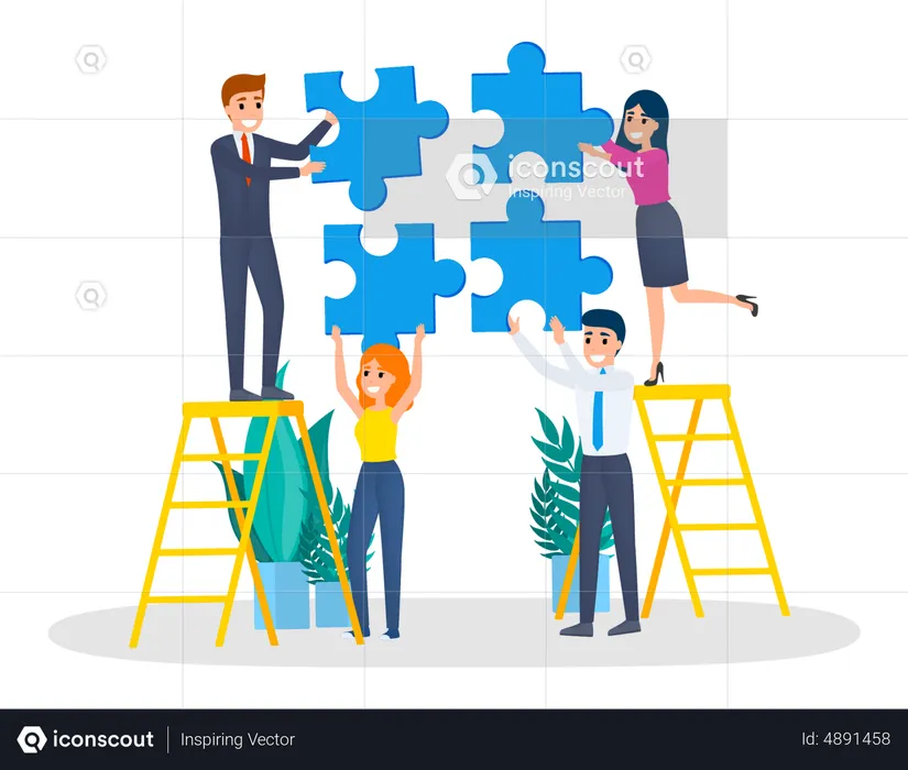 Business character holding puzzle piece  Illustration