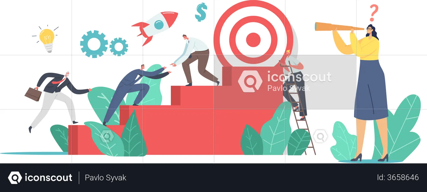 Business Characters Team Target on Top  Illustration