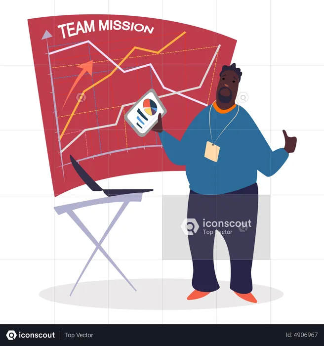 Business Coach with Team Mission  Illustration