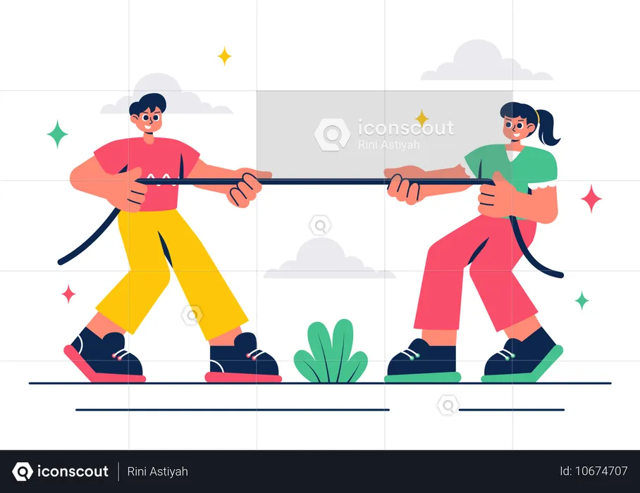 Business Competition Tug of War  Illustration