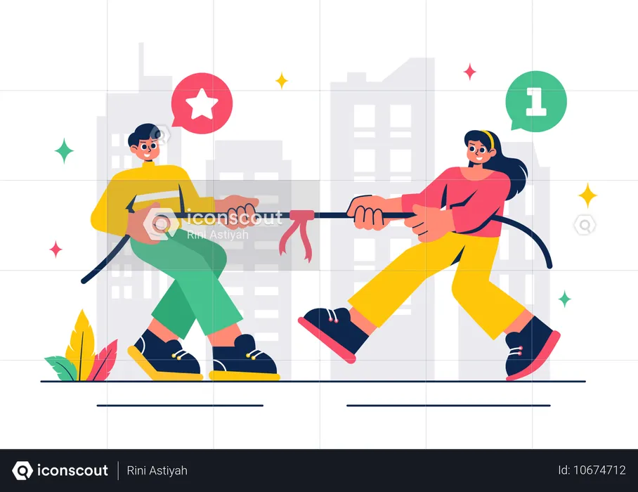 Business Competition Tug of War  Illustration