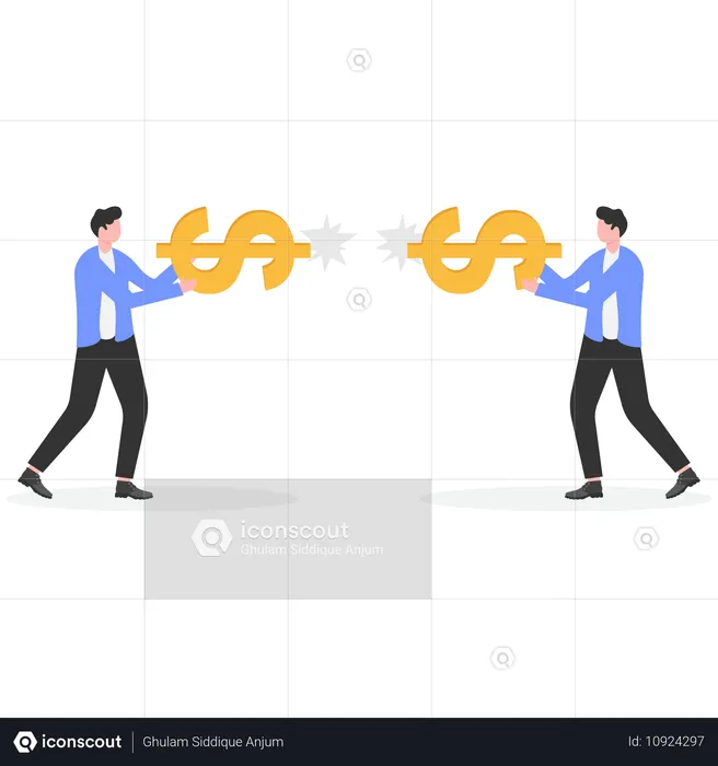 Business competitor doing financial war  Illustration