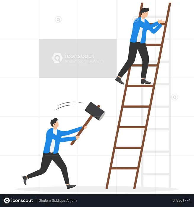 Business competitors making each other fall down from success ladder  Illustration