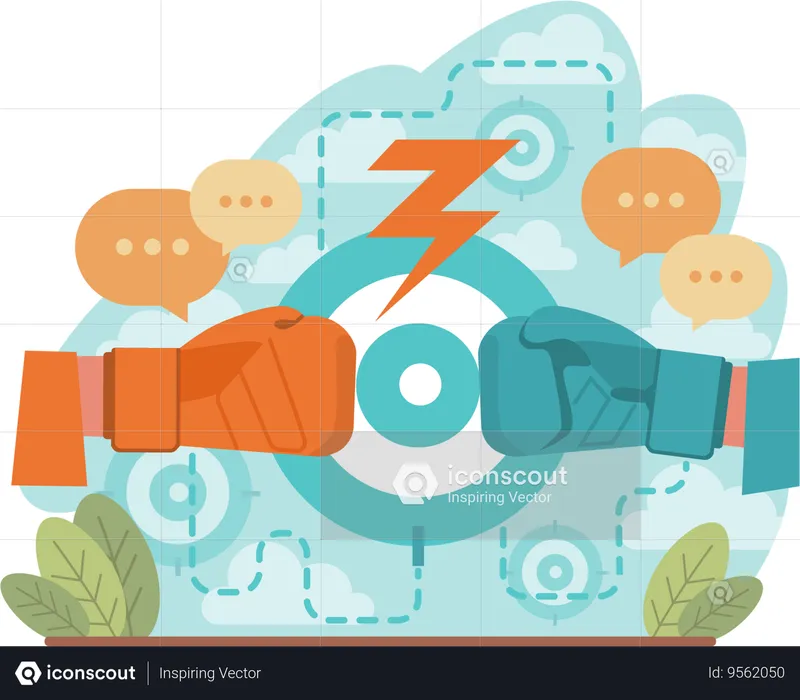 Business conflict and business target  Illustration