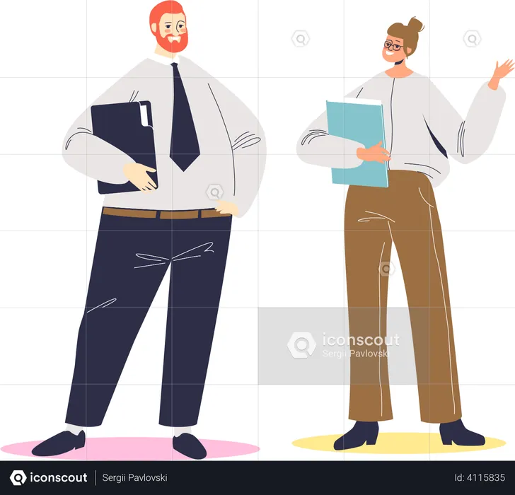 Business conversation between company employees  Illustration