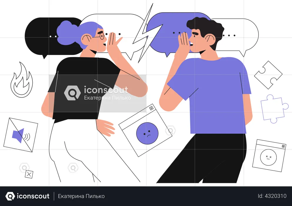 Business conversation between company employees  Illustration