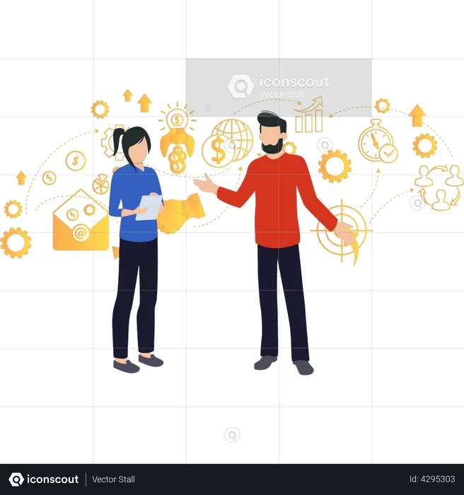 Business conversation between company employees  Illustration