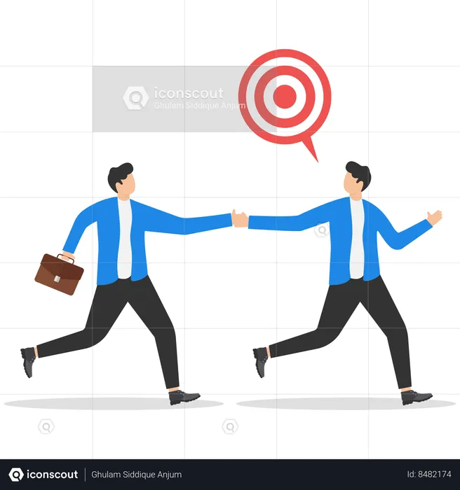 Business couple holding hands into success togetherness  Illustration