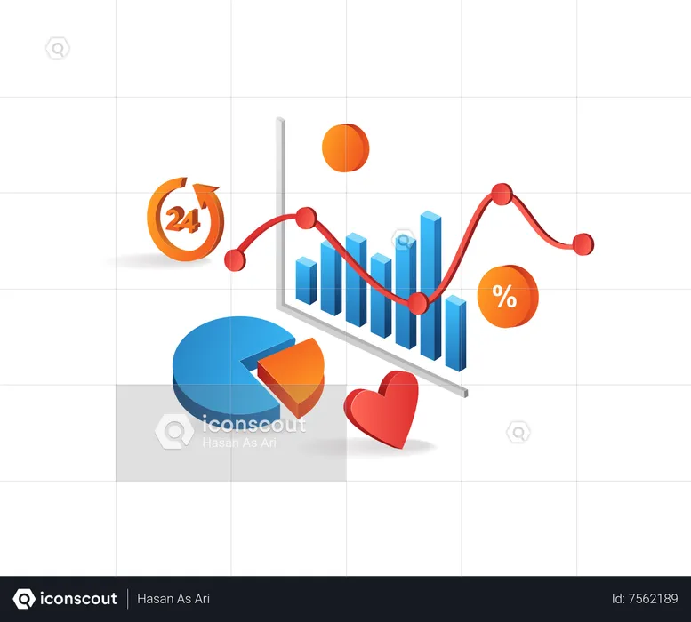 Business data analysis 24 hours non stop  Illustration