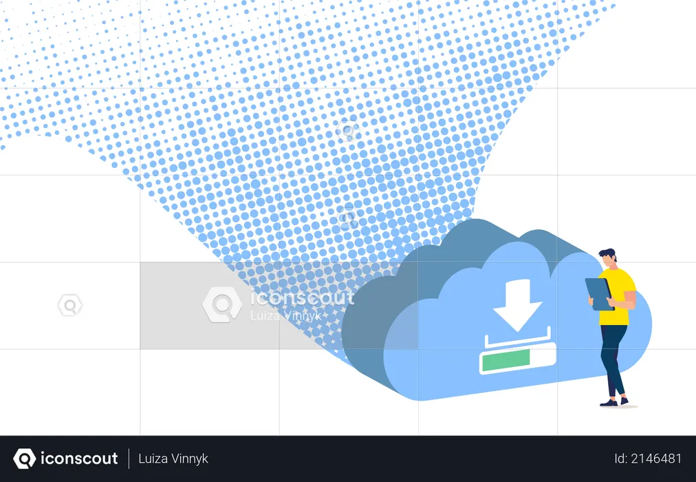 Business Data Saving, Synchronization and Backup Online Service Mobile Application  Illustration