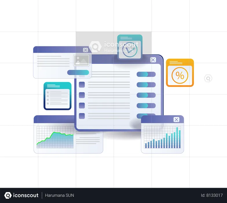 Business developer analysis monitoring screen  Illustration