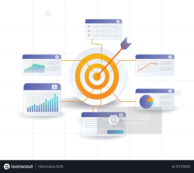 Business developer target analyst management  Illustration