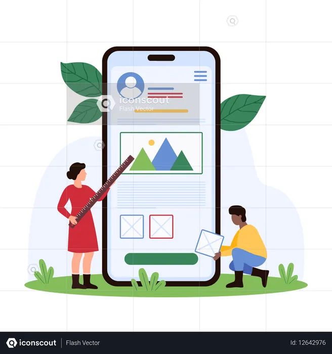 Business developer working on website designing  Illustration