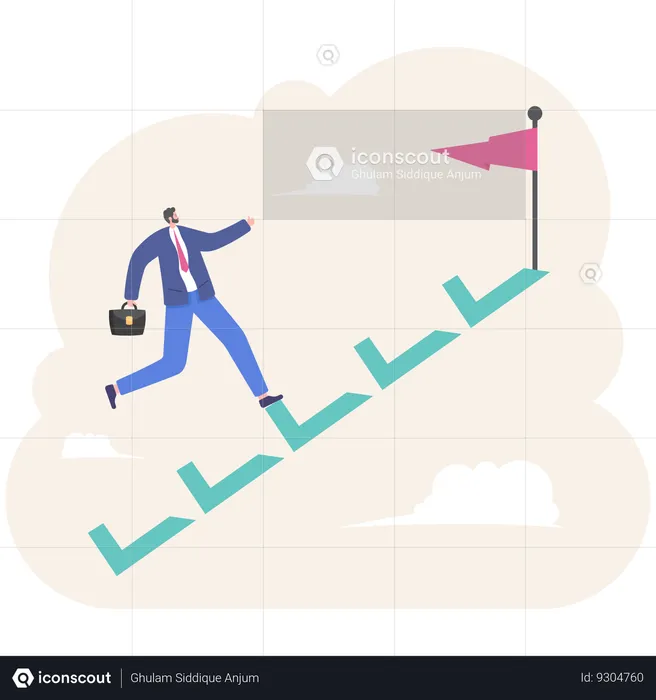 Business direction achieved by businessman  Illustration