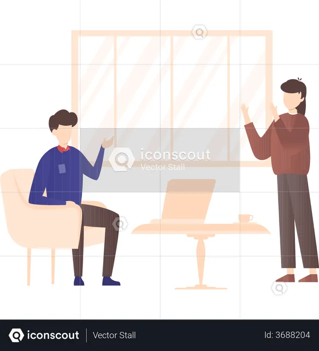 Business discussion by manager and employee  Illustration