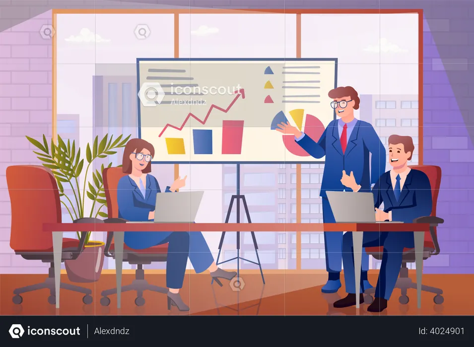 Business discussion in meeting room  Illustration