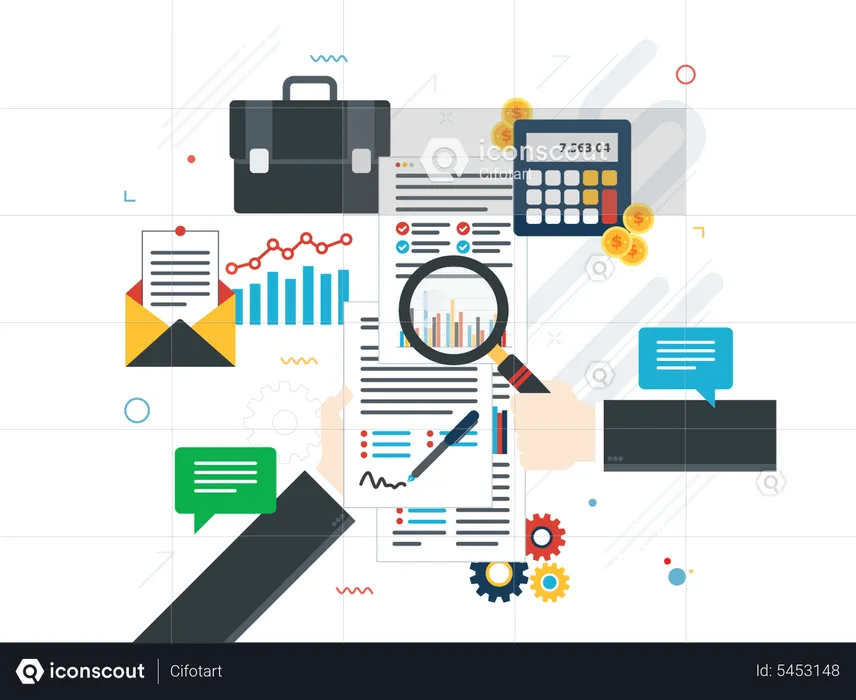 Business document analysis  Illustration